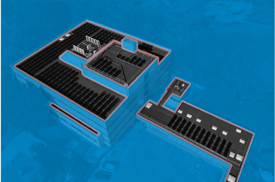 Roof plan of a large flat roofing project