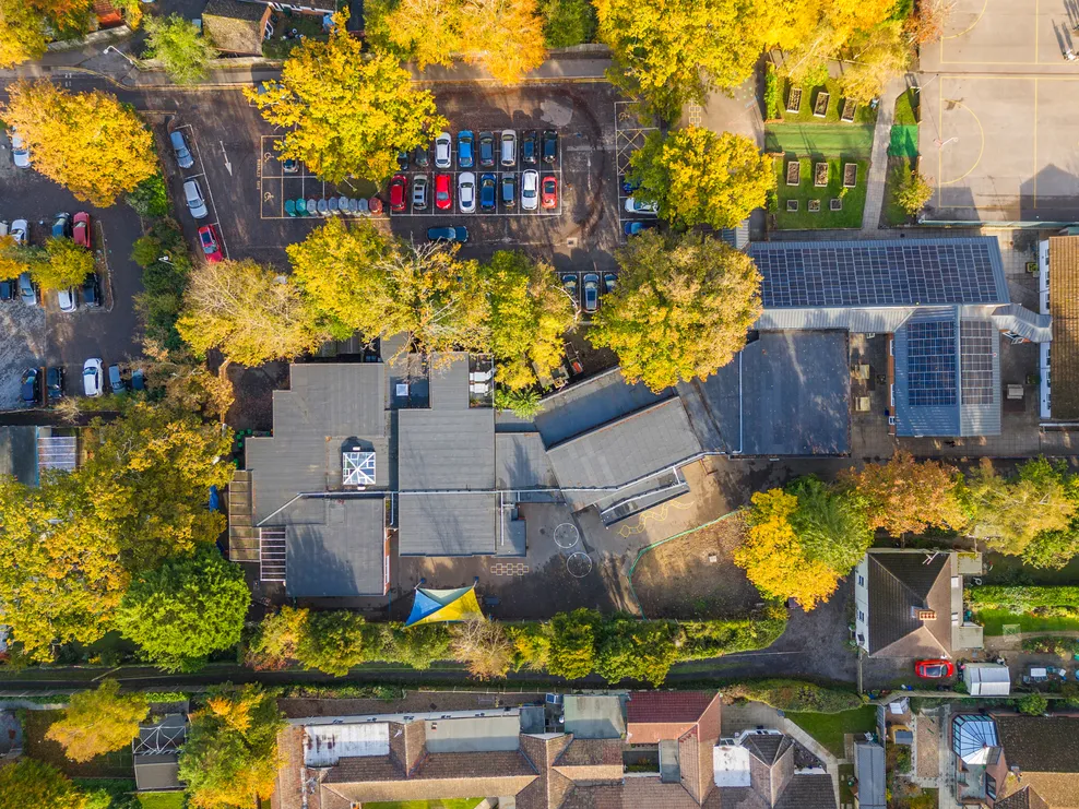 Looking over the roof of Nine Mile Ride school
