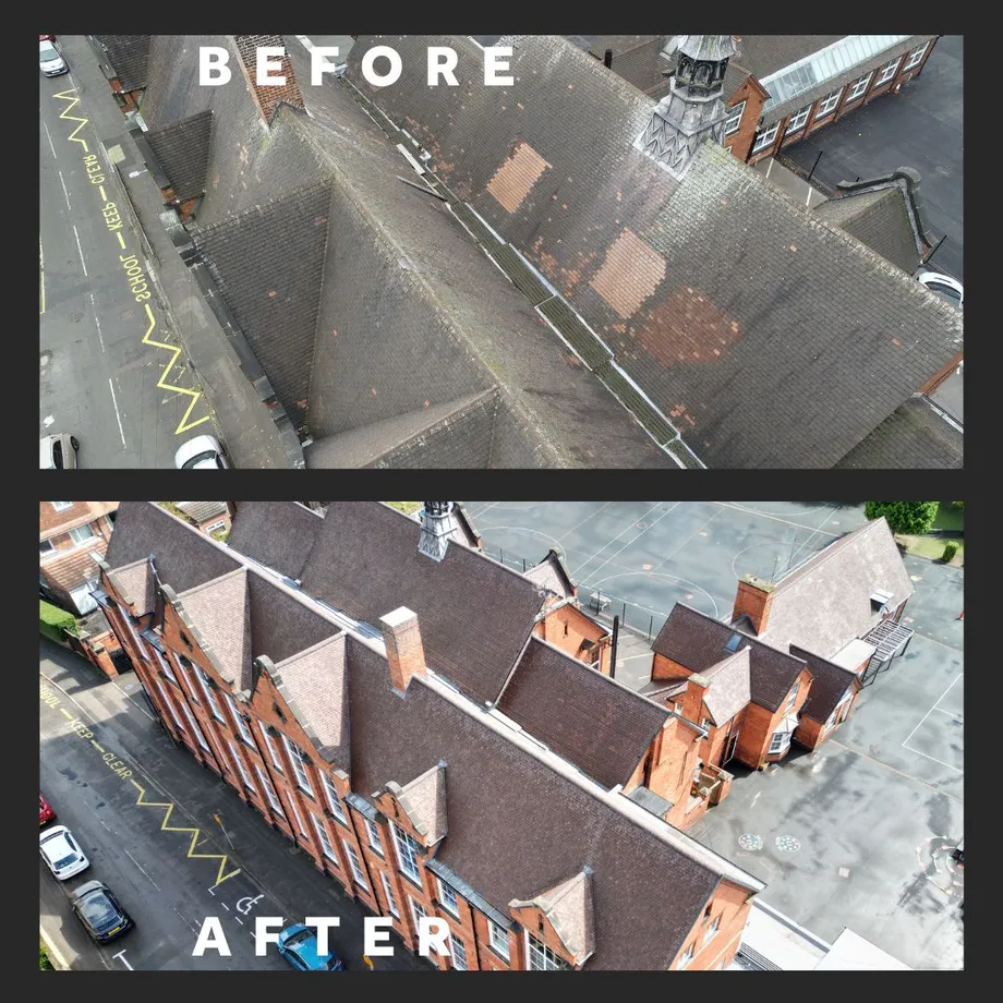 John Clifford School roof. Before and after roof replacement with CIF funding