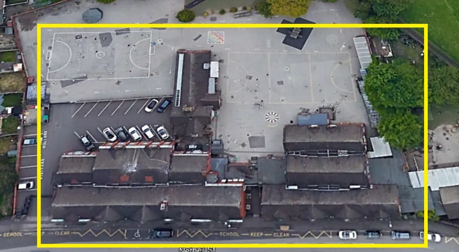 Site plan of John Clifford School site for initial roof survey for CIF application