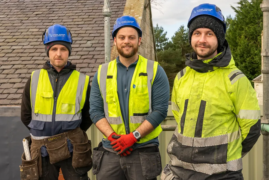 Euan Forsyth with some of the Mithril Roofing team